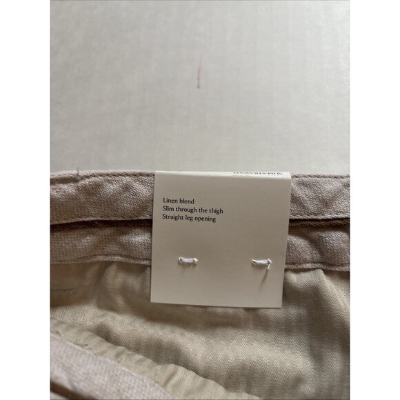 banana republic slim Straight Beige Linen pants Size 31 X 30 NWT - Picture 3 of 7